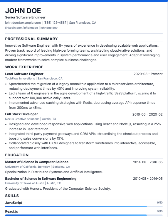 Modern Resume Template Preview